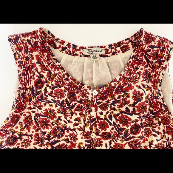 Lucky Brand Sleeveless Pullover Dress Draw String Waist Floral Lined Size Small - Picture 7 of 15